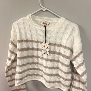 White and Beige Sweater